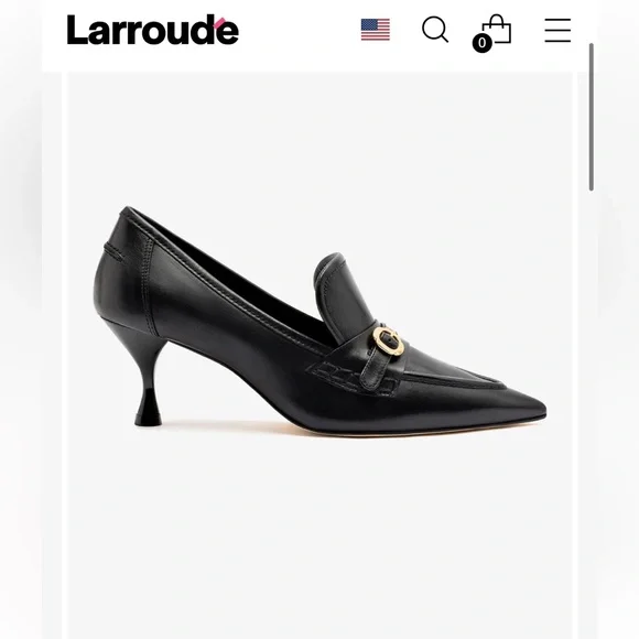 Larroudé women Susan Pump In Black Leather size 8.5 $330 gently used